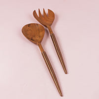 SLEEK WOODEN SALAD SERVER - Rose Gold